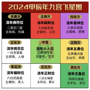 2024年飞星图|2024年玄空飞星方位介绍,每月飞星位置风水布置三六。